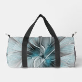 Bloemen Fractal Modern Abstract Bloemblauw Grijs Plunjezak (Voorkant)