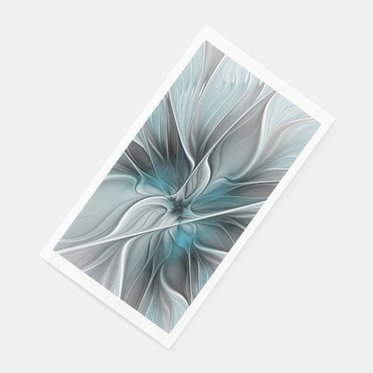 Bloemen Fractal Modern Abstract Bloemblauw Grijs Servet (Hoek)