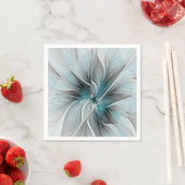 Bloemen Fractal Modern Abstract Bloemblauw Grijs Servet (Insitu)