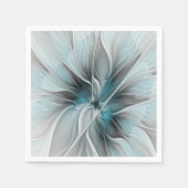 Bloemen Fractal Modern Abstract Bloemblauw Grijs Servet (Voorkant)