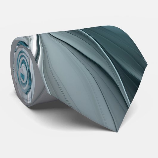 Bloemen Fractal Modern Abstract Bloemblauw Grijs Stropdas (Opgerold)