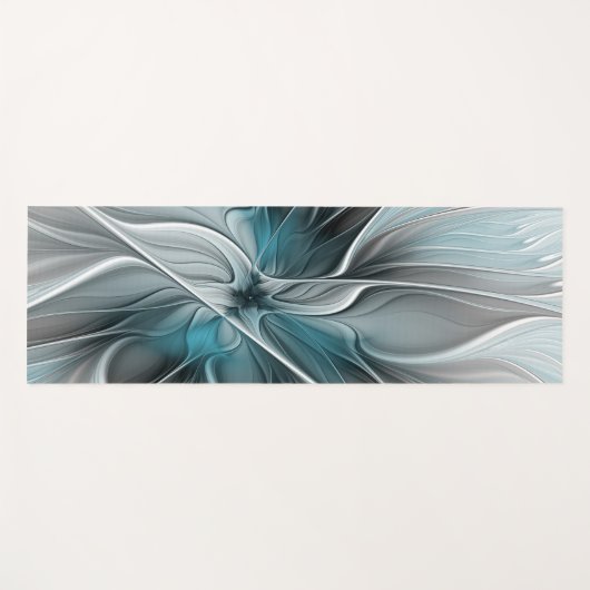 Bloemen Fractal Modern Abstract Bloemblauw Grijs Yogamat (Voorkant (horizontaal))