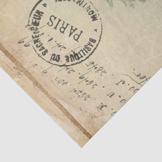 Bloemen Frans  Blauw Roze Ephemera Decoupage Tissuepapier (Detail)