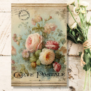Bloemen Frans  Blauw Roze Ephemera Decoupage Tissuepapier