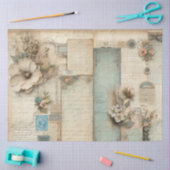 Bloemen Frans Blauw Roze Ephemera Decoupage Tissuepapier (Craft)