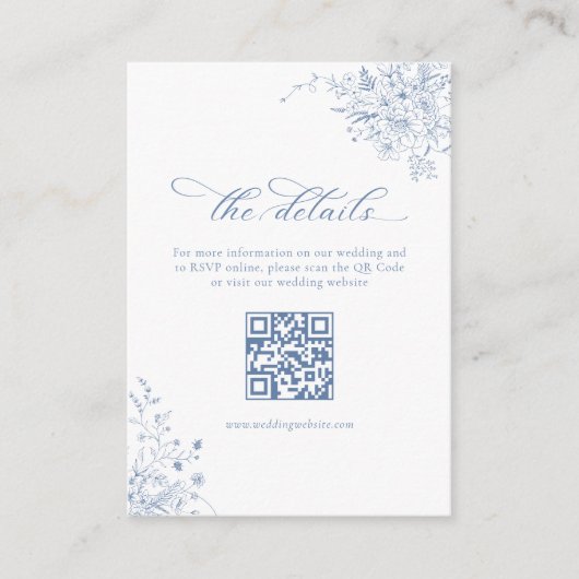  Bloemen Frans Blauw Trouwdetails QR Code Informatiekaartje (Voorkant)