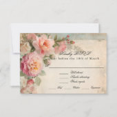 Bloemen  Frans Elegant Junk Journal Bruiloft RSVP Kaartje (Voorkant)