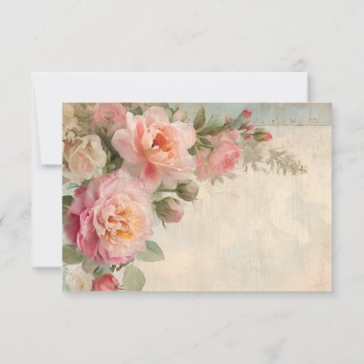 Bloemen  Frans Elegant Junk Journal Bruiloft RSVP Kaartje (Achterkant)