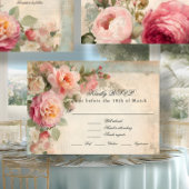 Bloemen  Frans Elegant Junk Journal Bruiloft RSVP Kaartje