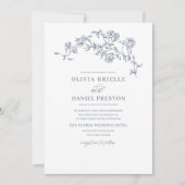 Bloemen Frans  Foto Dusty Blue Wedding Kaart (Voorkant)