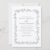 Bloemen Frans  Foto Dusty Blue Wedding Kaart (Voorkant)