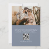 Bloemen Frans Monogram Foto Dusty Blue Wedding Kaart (Achterkant)