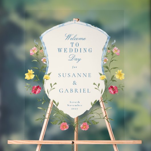  Bloemen Franse bruiloft Welkom Acryl Teken Acryl Bord (Neutraal)