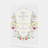  Bloemen Franse bruiloft Welkom Acryl Teken Acryl Bord (Hoek)