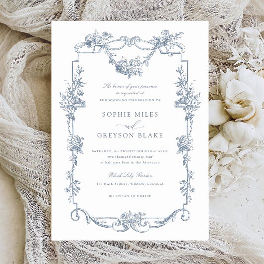 Bloemen Franse Rozen  Lijst bruiloft Kaart