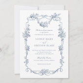 Bloemen Franse Rozen  Lijst bruiloft Kaart (Voorkant)