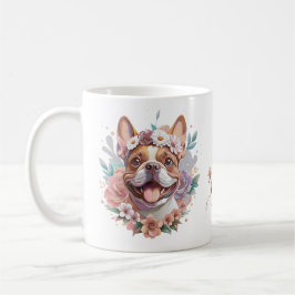 Bloemen Frenchie schattig bloemenhoofd Waterverf Koffiemok