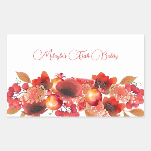 Bloemen-, Fruit- en Bessen Voedingssticker Rechthoekige Sticker (Voorkant)