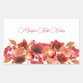 Bloemen-, fruit- en bessenvast voedselsticker rechthoekige sticker