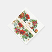 Bloemen, fruit en rode bessen Thanksgiving Servet (Hoek)