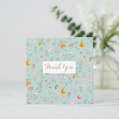 Bloemen & Fruit Turquoise Flat Dank u kaart (Staand voorkant)