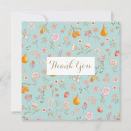 Bloemen & Fruit Turquoise Flat Dank u kaart