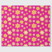 Bloemen Fuchsia Naadloze Herfst Verjaardagscadeau Cadeaupapier (Vlak)