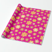 Bloemen Fuchsia Naadloze Herfst Verjaardagscadeau Cadeaupapier (Uitgerold)