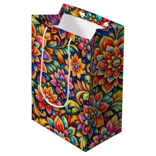 bloemen full color medium cadeauzakje (Voorkant Gekanteld)