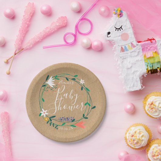 Bloemen Garland Baby shower / Strooi Rustieke Boho Papieren Bordje (Feest)
