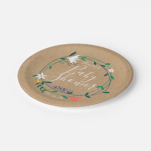 Bloemen Garland Baby shower / Strooi Rustieke Boho Papieren Bordje (Gekanteld)