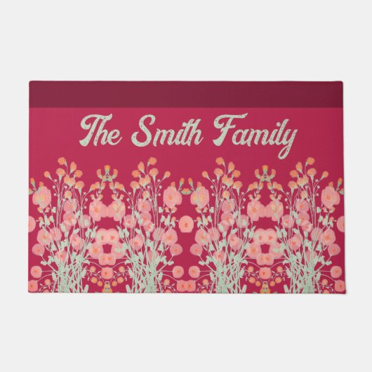 Bloemen geaccentueerd Bourgondië Deurmat (Voorkant)