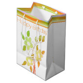 Bloemen geaccentueerd met Sinaasappel Medium Cadeauzakje (Voorkant Gekanteld)