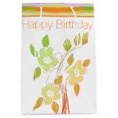 Bloemen geaccentueerd met Sinaasappel Medium Cadeauzakje (Voorkant)