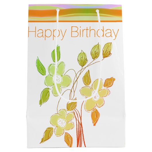 Bloemen geaccentueerd met Sinaasappel Medium Cadeauzakje (Achterkant)