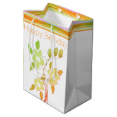 Bloemen geaccentueerd met Sinaasappel Medium Cadeauzakje (Achterkant Gekanteld)