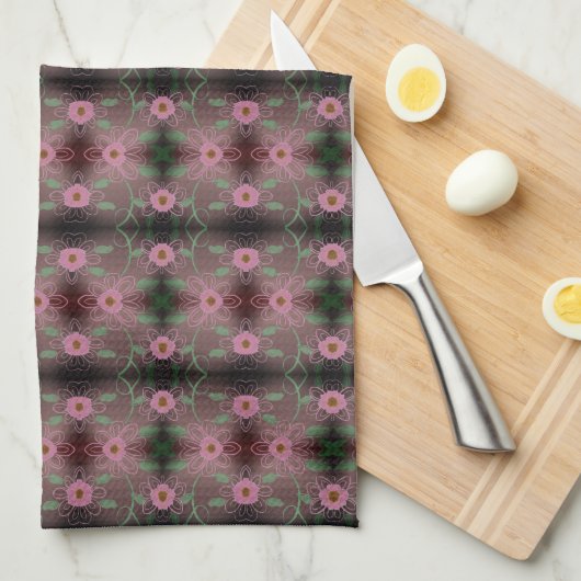 Bloemen geaccentueerd patroon met roze theedoek (Quarter Fold)