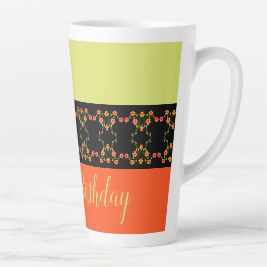 Bloemen geaccentueerd stijlvol latte mok (Rechts)