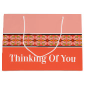 Bloemen geaccentueerde streep groot cadeauzakje (Voorkant)