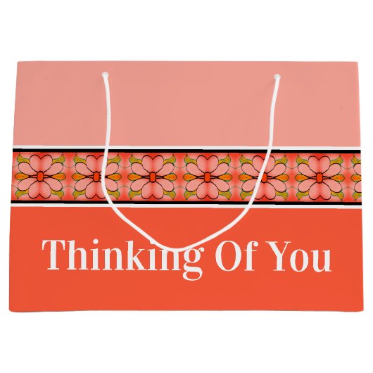 Bloemen geaccentueerde streep groot cadeauzakje (Voorkant)