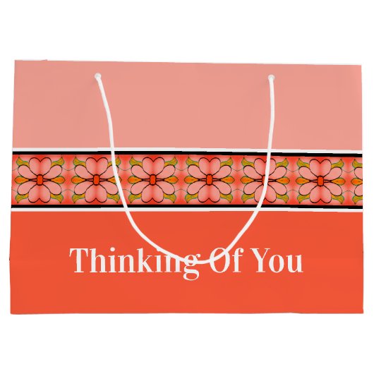 Bloemen geaccentueerde streep groot cadeauzakje (Achterkant)