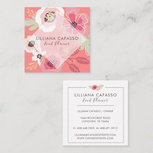 Bloemen & gebladerte Boutique lijst Vierkante Visitekaartje (Voorkant / Achterkant)