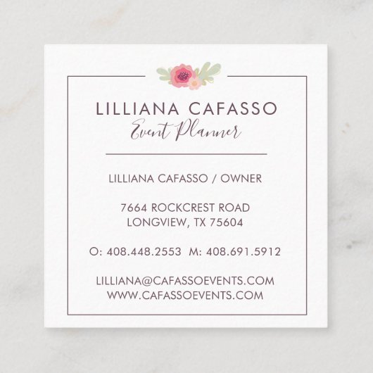Bloemen & gebladerte Boutique lijst Vierkante Visitekaartje (Achterkant)