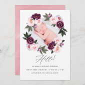 Bloemen Geboorte Aankondiging Fotokaart (Voorkant / Achterkant)