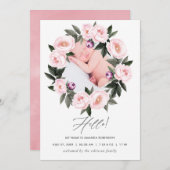 Bloemen Geboorte Aankondiging Fotokaart (Voorkant / Achterkant)