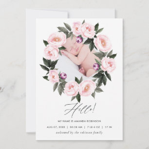 Bloemen Geboorte Aankondiging Fotokaart