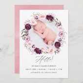 Bloemen Geboorte Aankondiging Fotokaart (Voorkant / Achterkant)