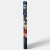 Bloemen geborduurde denim look Case-Mate iPhone case (Achterkant / Links)