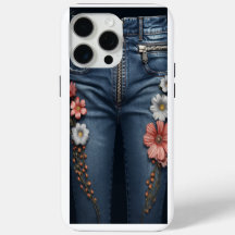 Bloemen geborduurde denim look