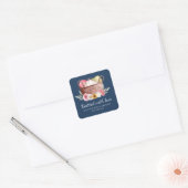 Bloemen gebreid met liefde handgemaakte haakmand vierkante sticker (Envelop)